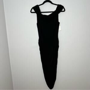 Marciano Black Off the Shoulder Bodycon Ruched Dress Women's size L